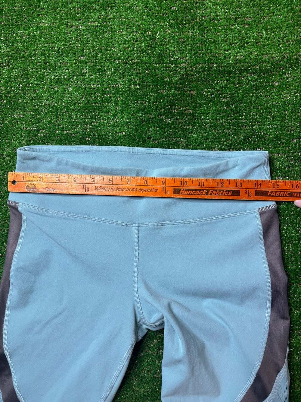Alo Yoga Blue Vitality Lace Gray Panel Yoga Leggings - Picture 5 of 9